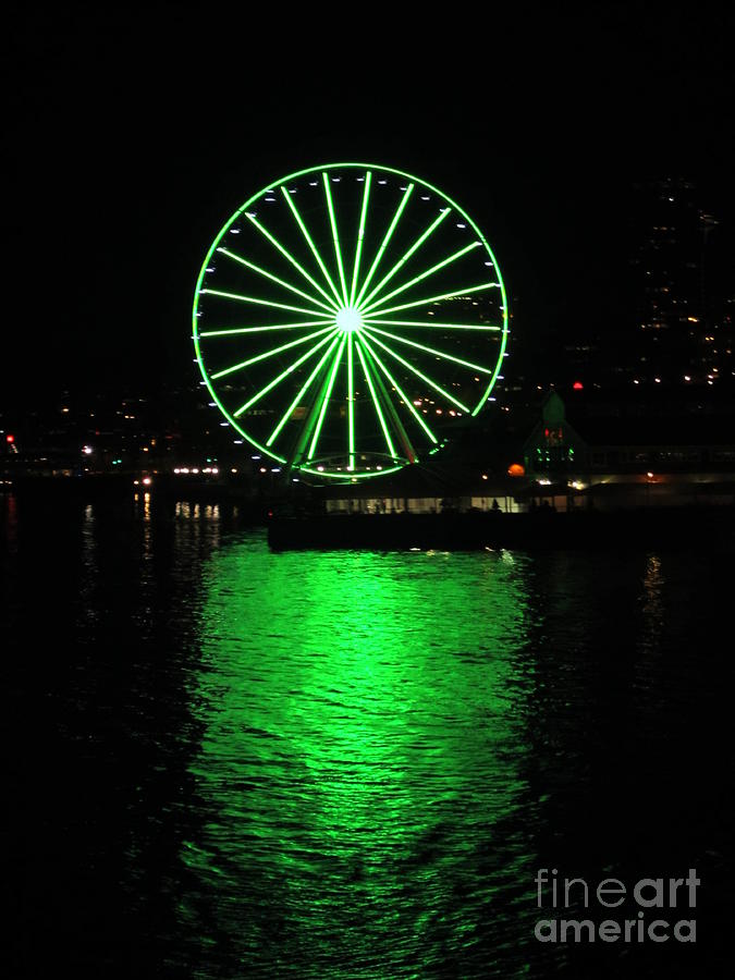 Green Ferris Wheel Light Photograph by Kym Backland