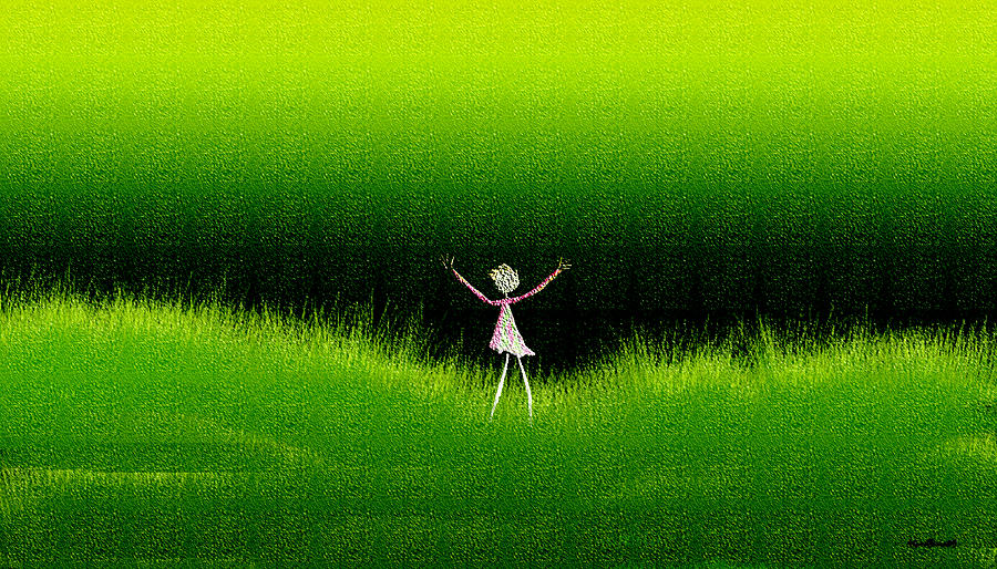 Green Field Digital Art by Asok Mukhopadhyay