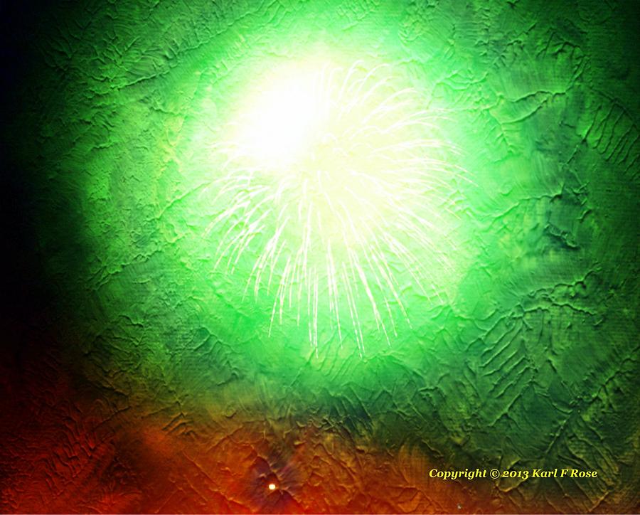 Green fireworks as a painting Photograph by Karl Rose