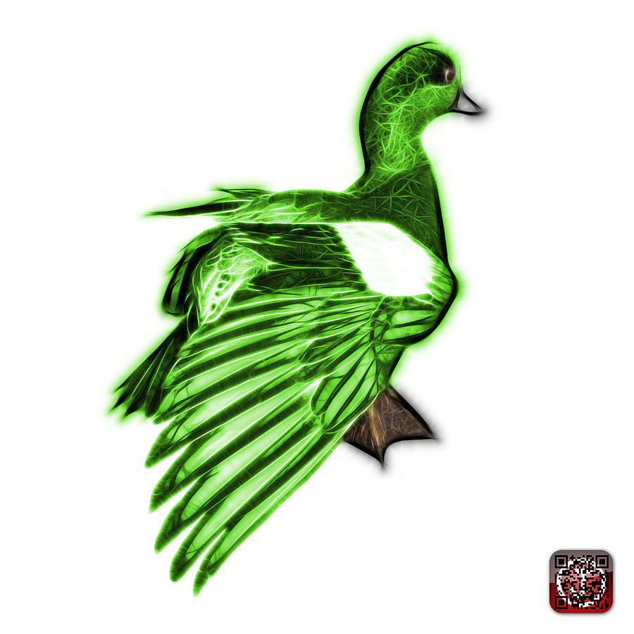 Green Fractal Wigeon 7702 - WB Mixed Media by James Ahn