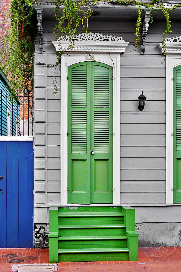 Architecture Photograph - Green Front Door New Orleans by Alexandra Till