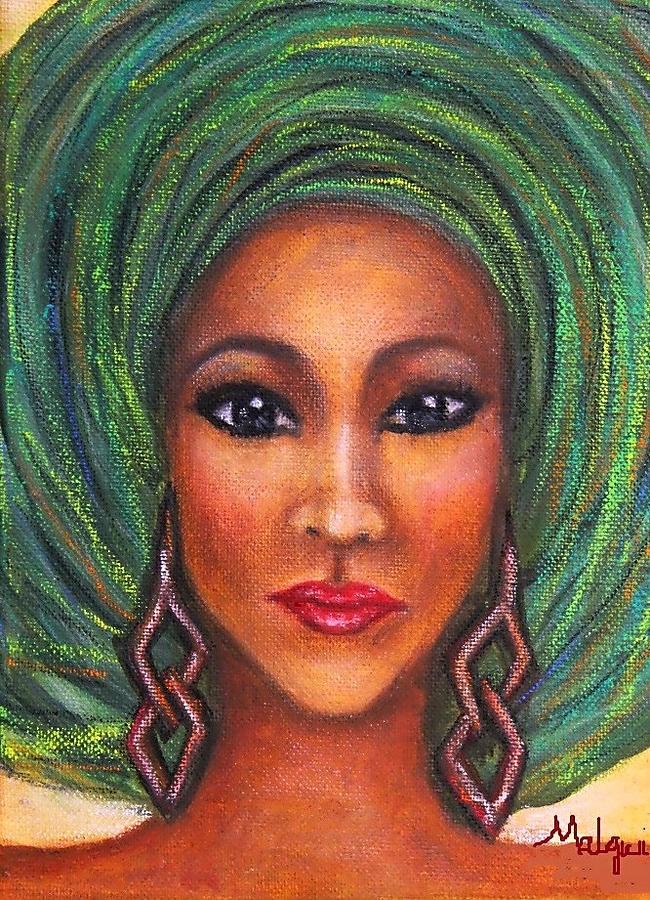 Green Gele. Painting by Mbwidiffu Malgwi - Fine Art America