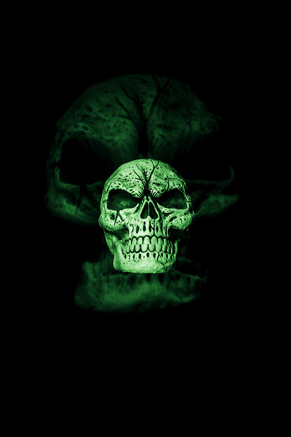Halloween Movie Photograph - Green Ghost Skull by Erin Cadigan