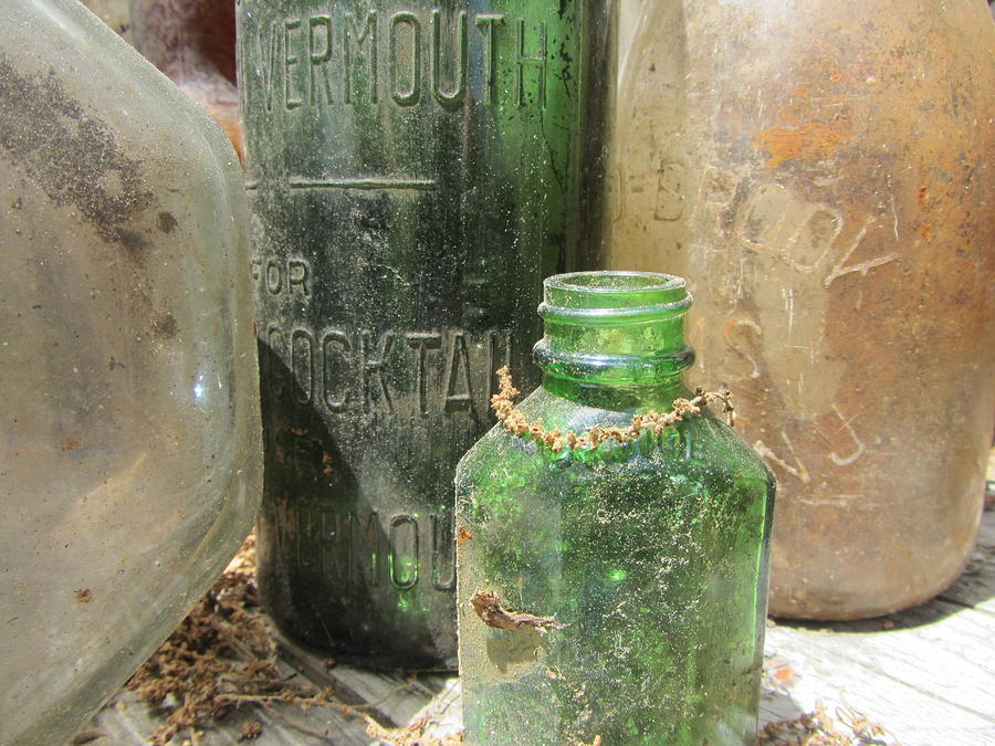 Green Glass - Vintage Bottles Photograph by Susan Carella