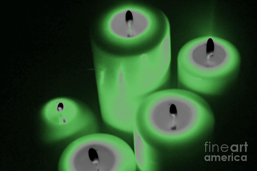 Candle Photograph - Green Glow by Tina M Wenger