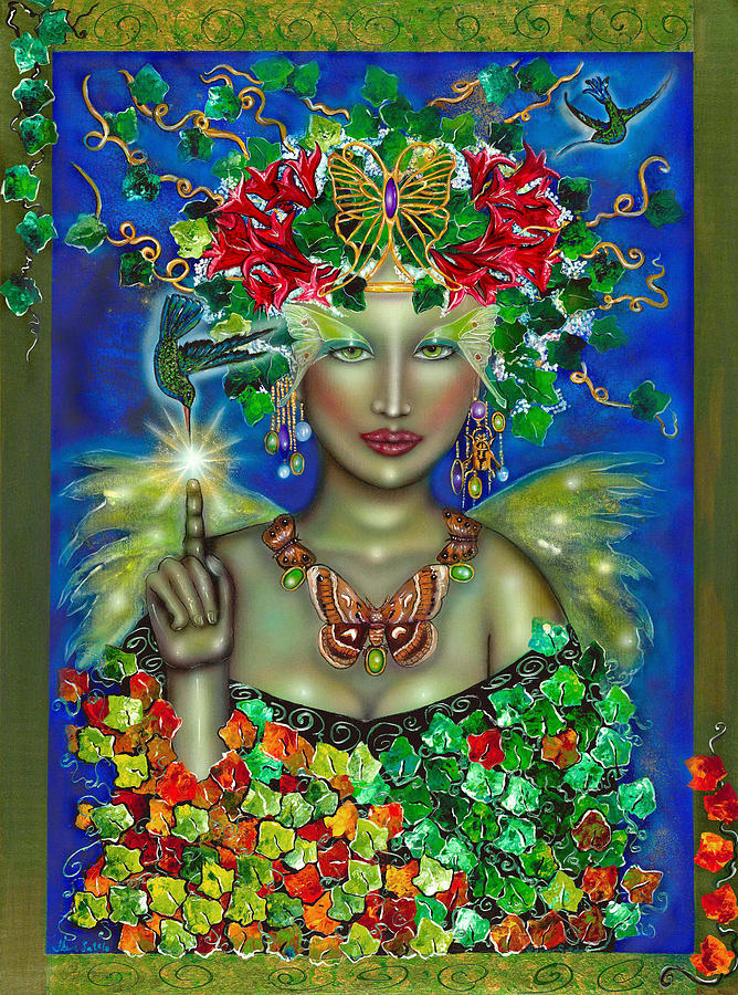 Nature Painting - Green Goddess of Nature by Ilene Satala