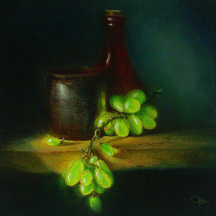 Grape Painting - Green Grapes by Jk 
