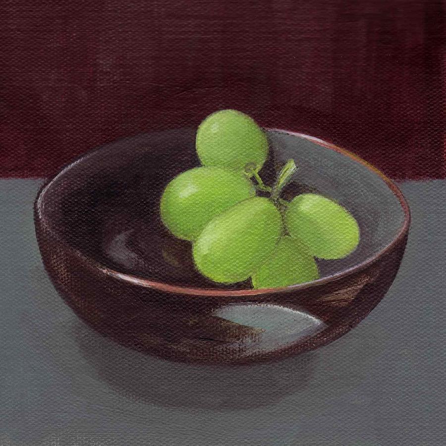 Green Grapes Painting by Kazumi Whitemoon