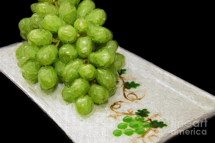 Green Grapes Painterly Photograph by Andee Design