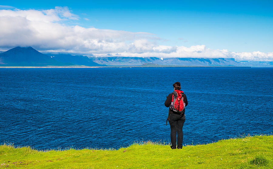 Green grass blue water - Iceland landscape Photograph by Matthias Hauser
