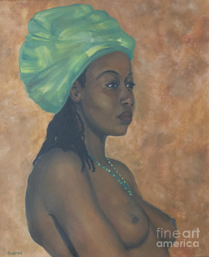 Green Headwrap Painting by Dwayne Glapion