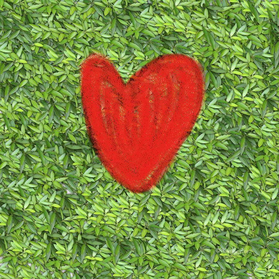 Green Heart Digital Art by Xueling Zou
