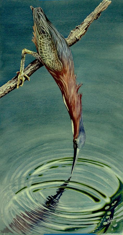 Green Heron Painting