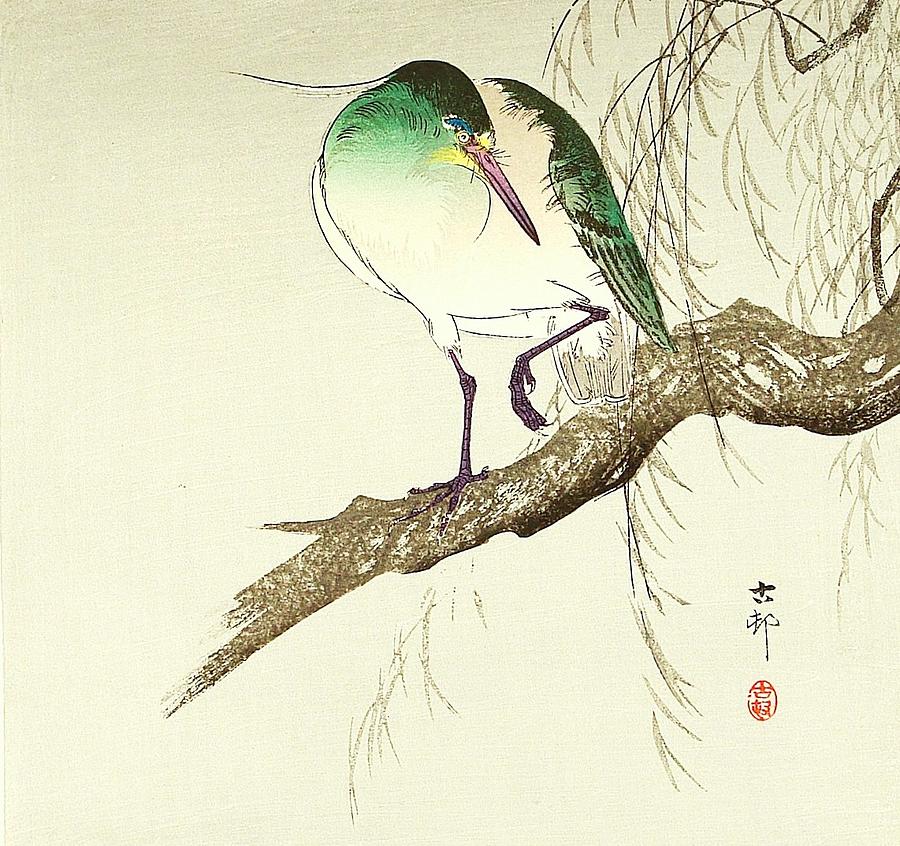 Green Heron Painting by Thea Recuerdo