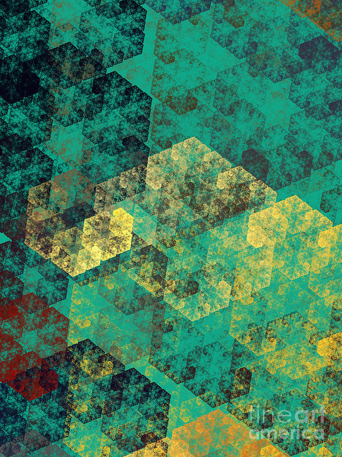Green Hexagon Fractal Art 3 Of 3 Digital Art by Andee Design