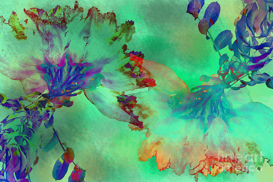 Green Hibiscus Mural Wall Digital Art by Claudia Ellis