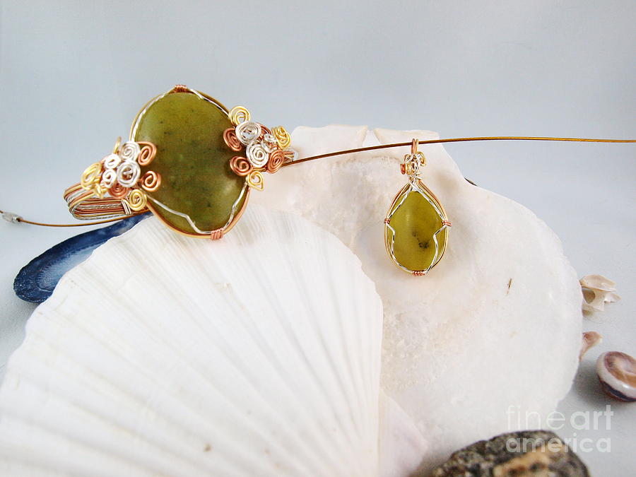 Green Jade Necklace and Bracelet Set Photograph by Vivian Martin