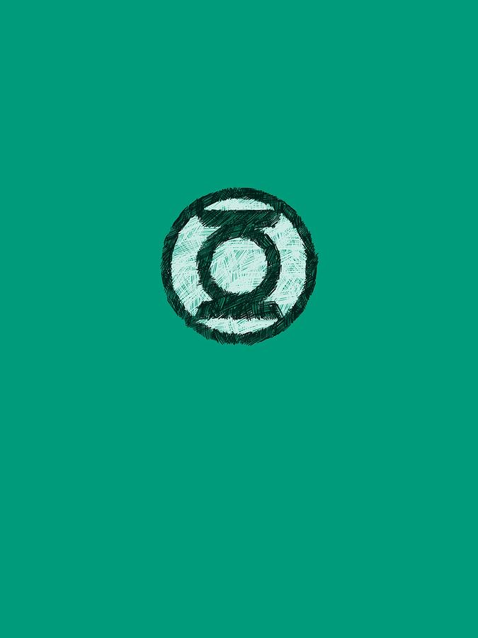 Green Lantern Digital Art - Green Lantern - Scribble Lantern Logo by Brand A