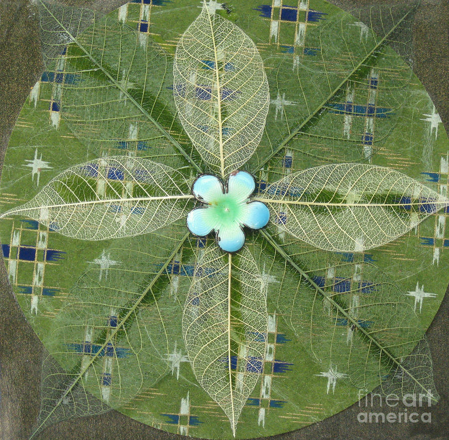 Green Leaf Mandala Mixed Media by Ellen Miffitt