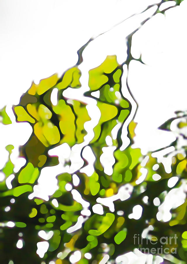 Green leaves water surface Digital Art by Ingela Christina Rahm