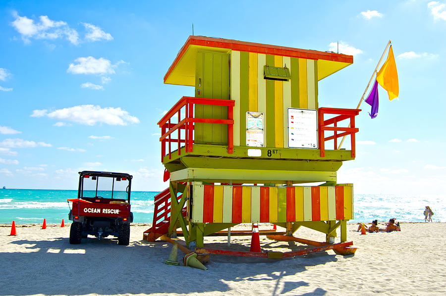 Green Lifeguard Post Photograph by Galexa Ch