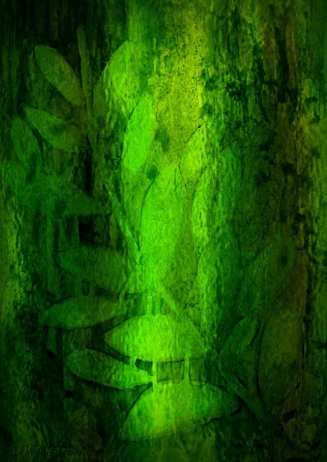 Abstract Painting - Green Light by Dimitra Papageorgiou