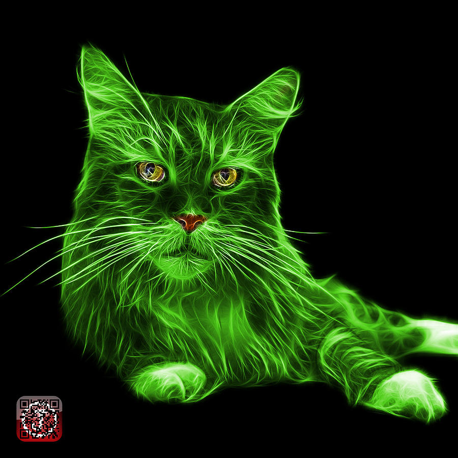 Green Maine Coon Cat - 3926 - BB Painting by James Ahn