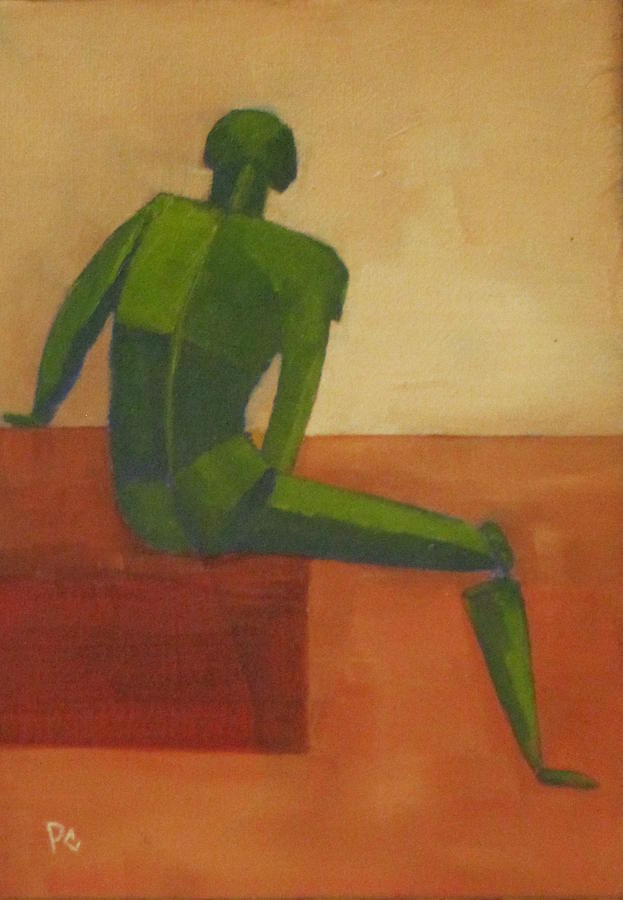 Man Painting - Green Male Figure by Patricia Cleasby