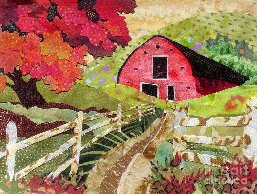 Red Maple Painting - Green Meadows Barn by Susan Minier