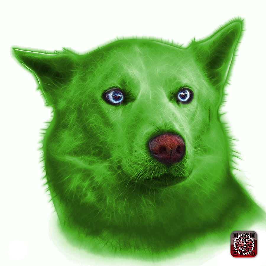 Green Mila - Siberian Husky - 2103 - WB  Painting by James Ahn