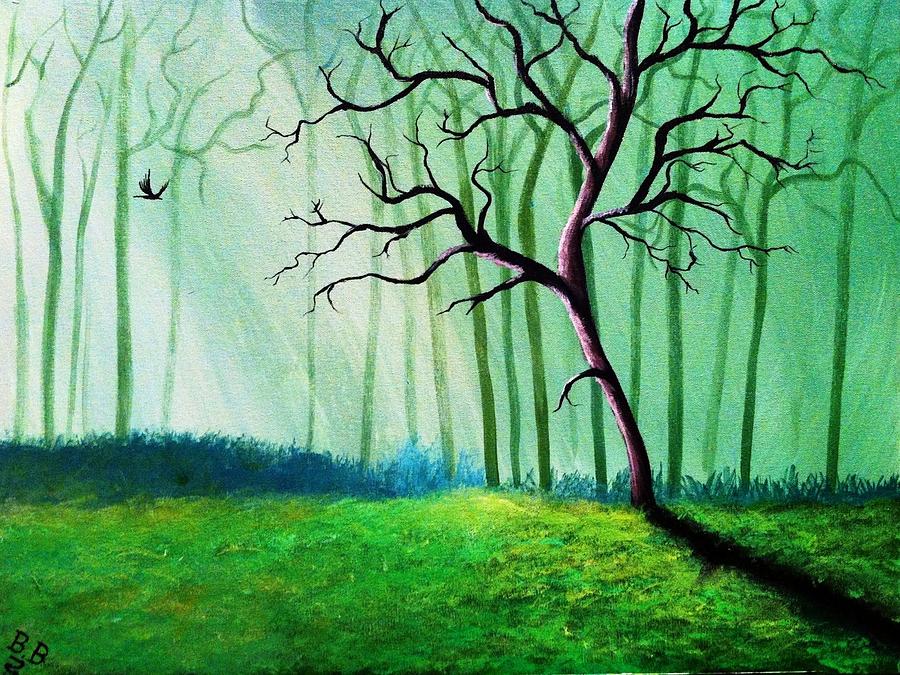 Green Mist Painting by Bhrugen B