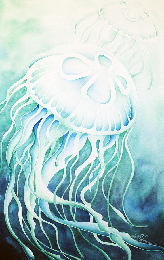 Green Moon Jelly Painting by William Love