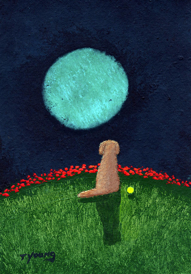 Poppy Painting - Green Moon by Todd Young
