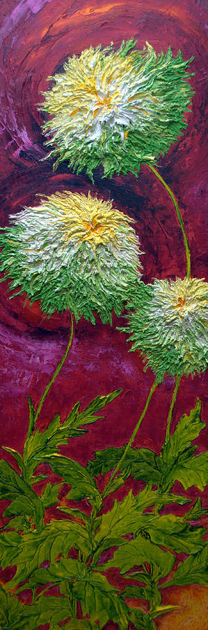 Green Mums Painting by Paris Wyatt Llanso