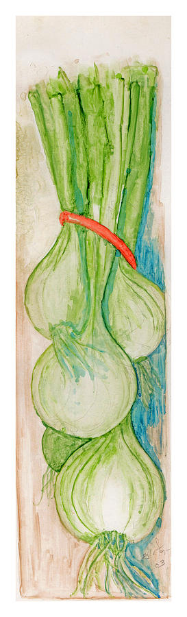 Still Life Painting - Green Onions by Elle Smith Fagan Still Life Painting - Green Onions by Elle Smith Fagan