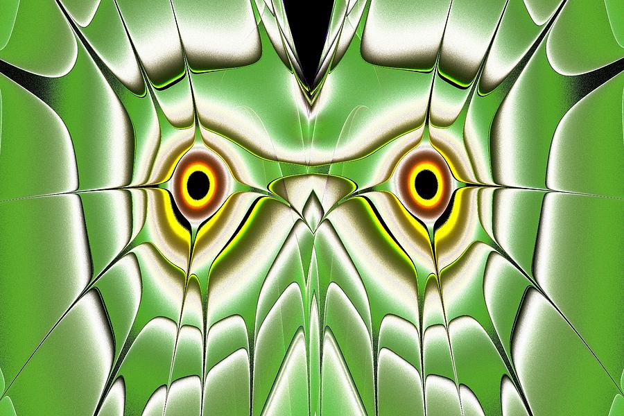 Green Owl Digital Art by Anastasiya Malakhova