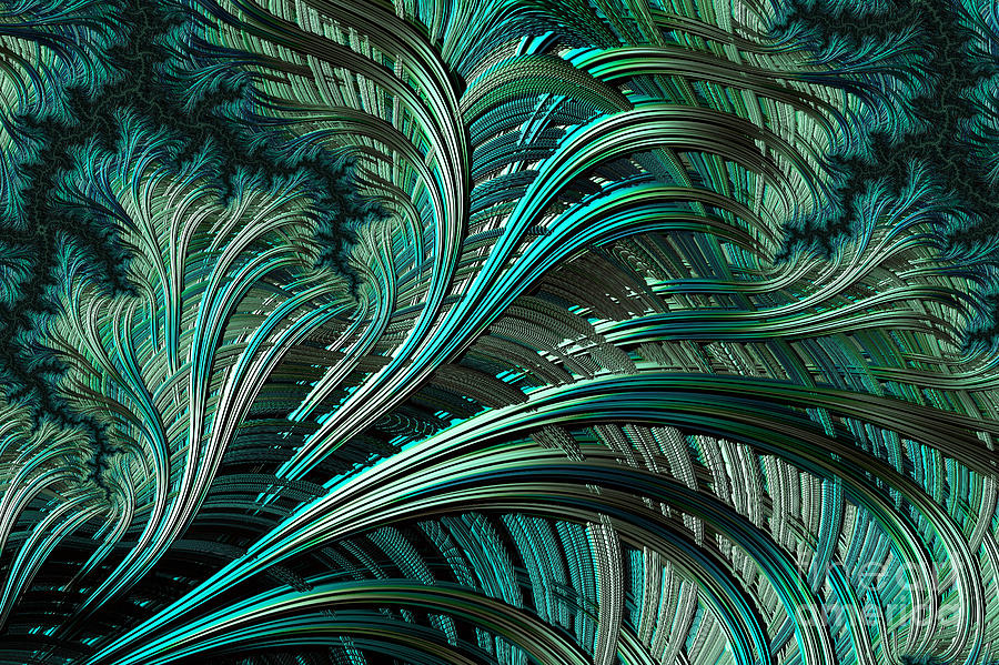Fractal Digital Art - Green Palm - A Fractal Abstract by Ann Garrett