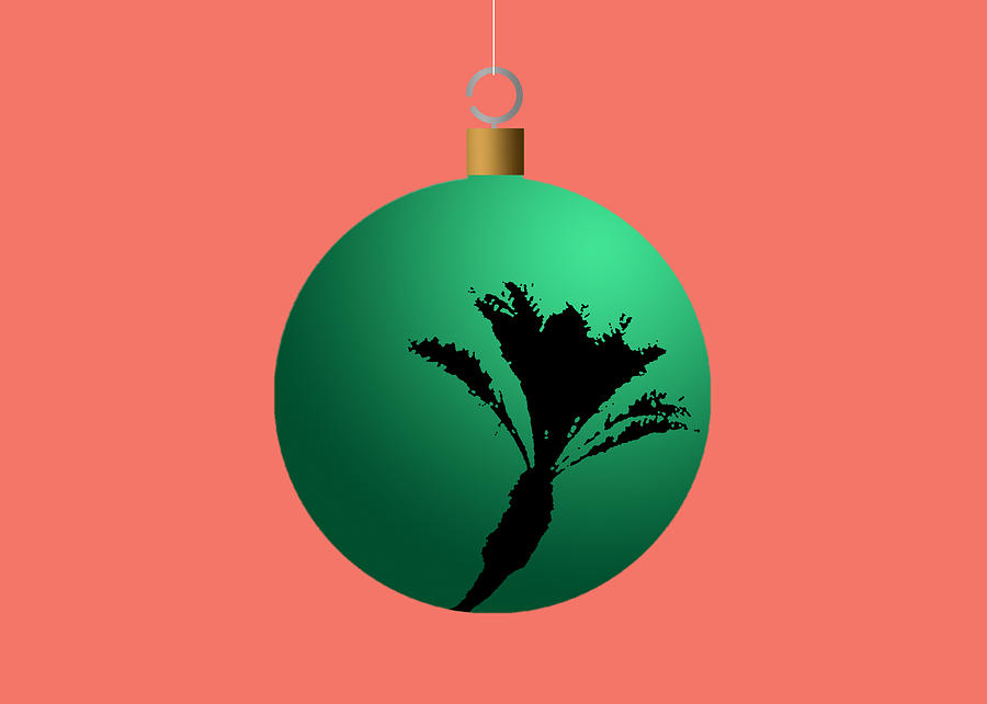 Green Palm Tree Christmas Tree Ball Ornament Digital Art by Stan  Magnan