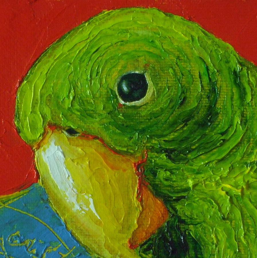 Little Green Parrot Painting by Paris Wyatt Llanso Little Green Parrot Painting by Paris Wyatt Llanso