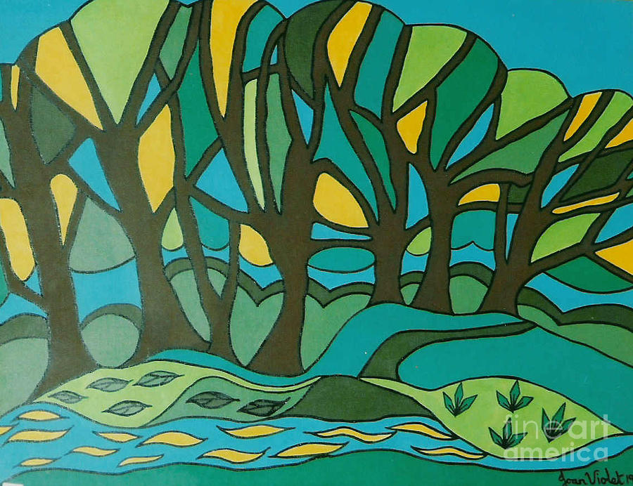 Green Peace Painting by Joan-Violet Stretch