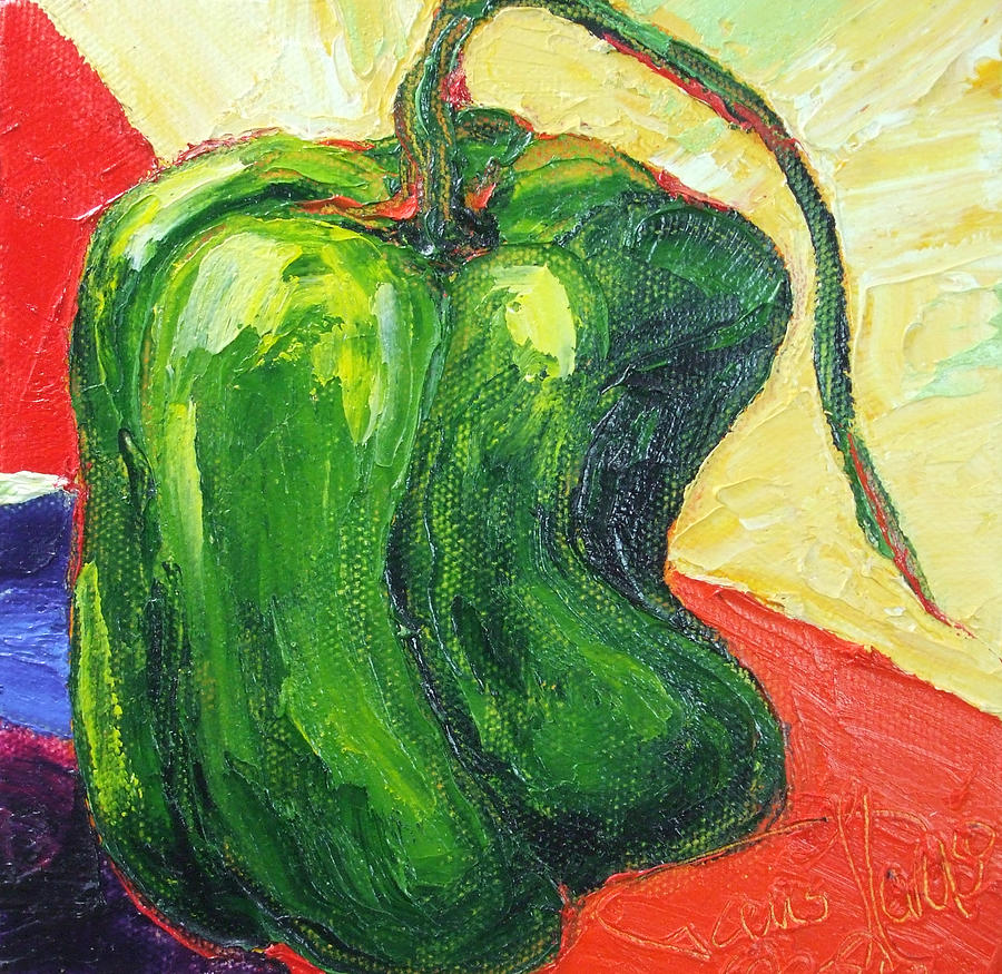 Green Pepper Painting by Paris Wyatt Llanso