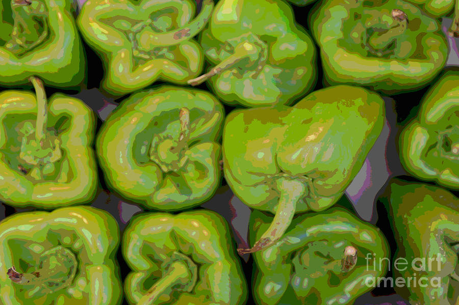 Green Peppers Posterized Photograph by Carol Groenen