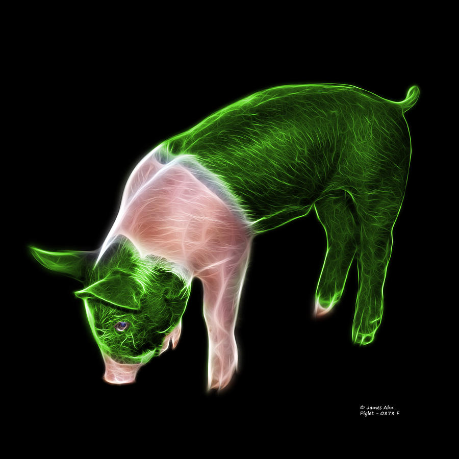 Green Piglet - 0878 F Digital Art by James Ahn