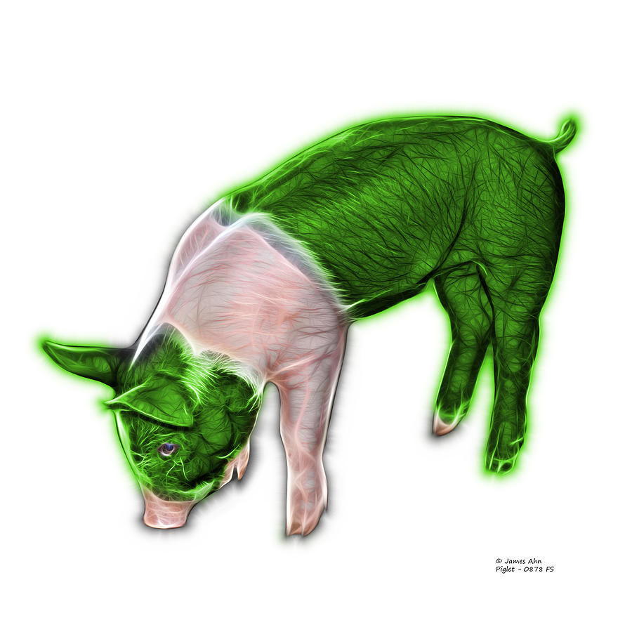 Green Piglet - 0878 FS Digital Art by James Ahn