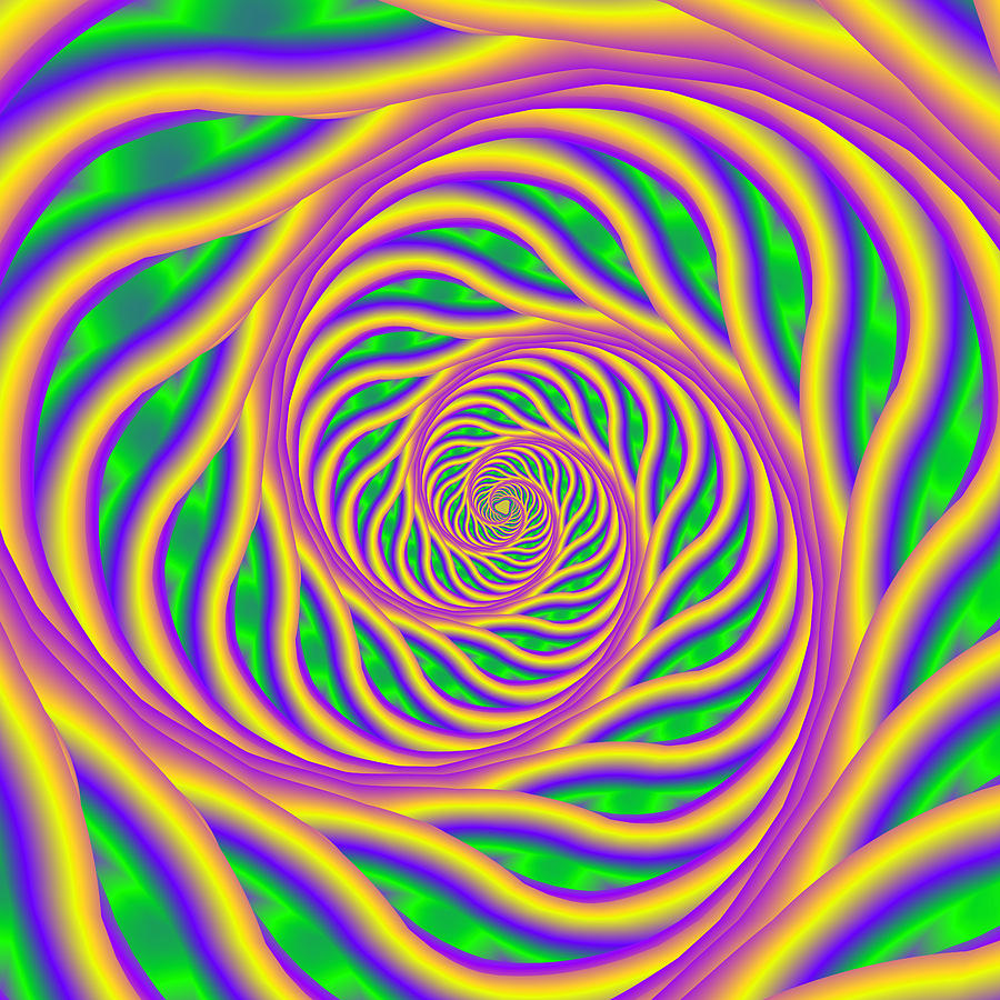 Green Pink And Yellow Spiral Digital Art by Colin Forrest