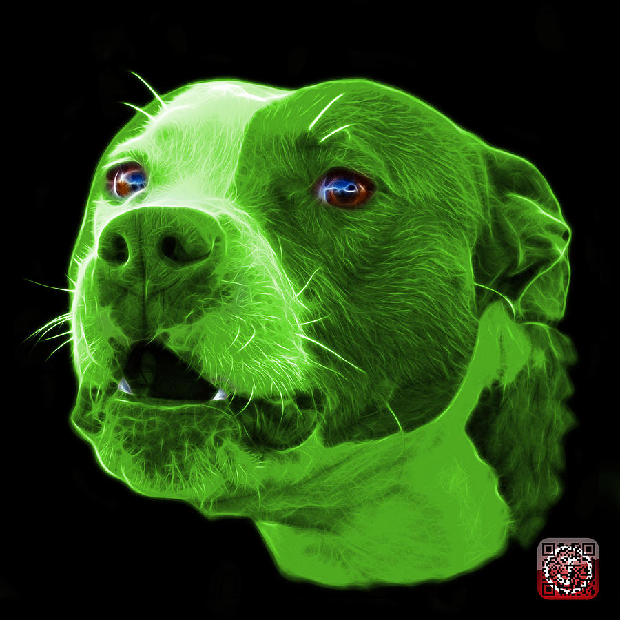 Green Pitbull Dog 7769 - Bb - Fractal Dog Art Mixed Media by James Ahn