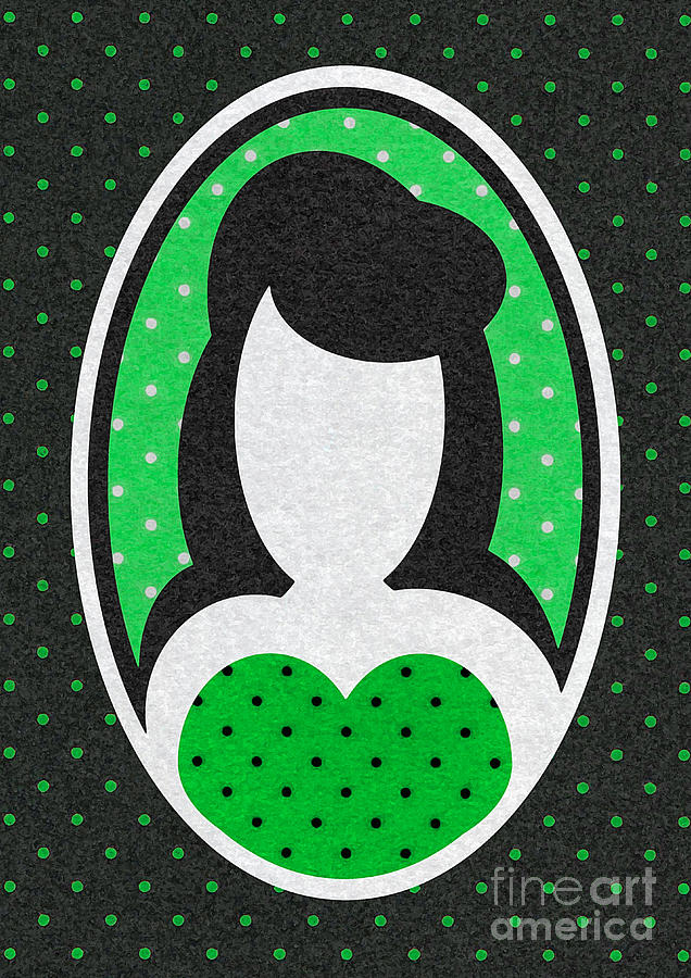 Green Polka-dot Girl Digital Art