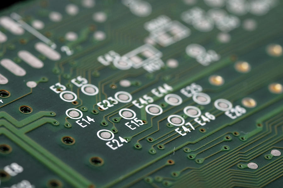 Green printed circuit board closeup Photograph by Matthias Hauser