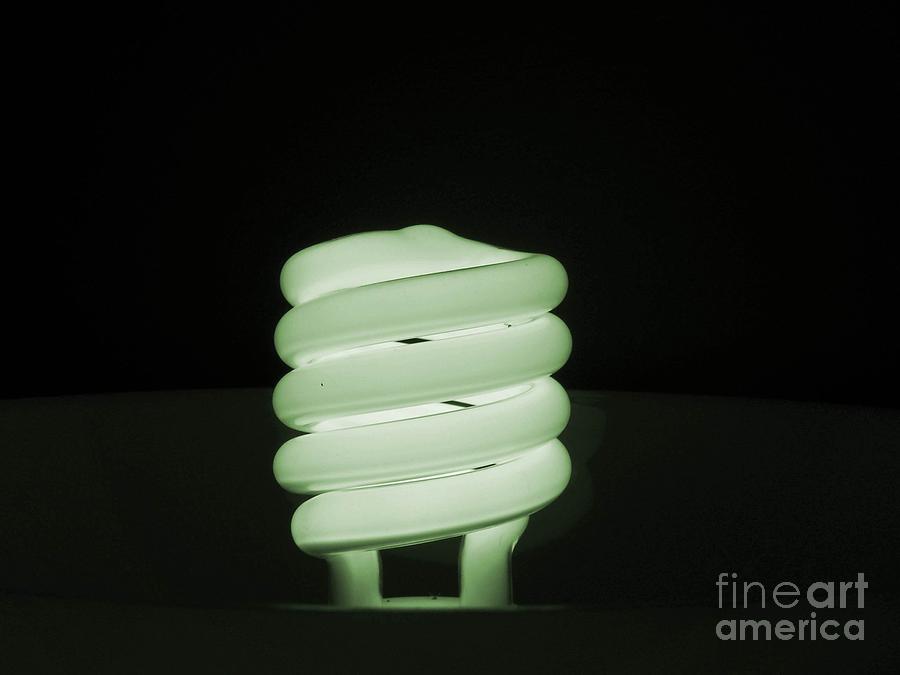 Light Bulb Photograph - Green Radiance by Robin Davis