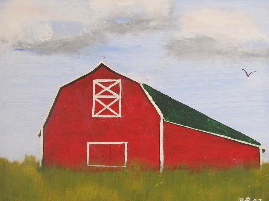 Green Roof Barn Painting by Paul Lutz - Pixels